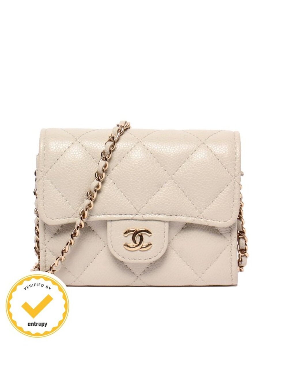 Chanel Mini Chain Wallet Quilted Gold Random Numbers Caviar Leather AP
